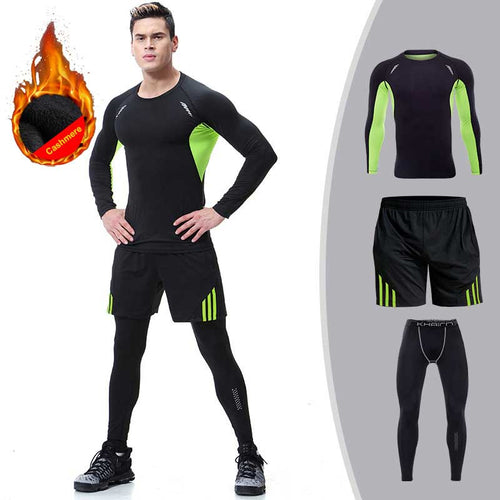 Men Thick Long Johns Winter Fitness Legging Sets