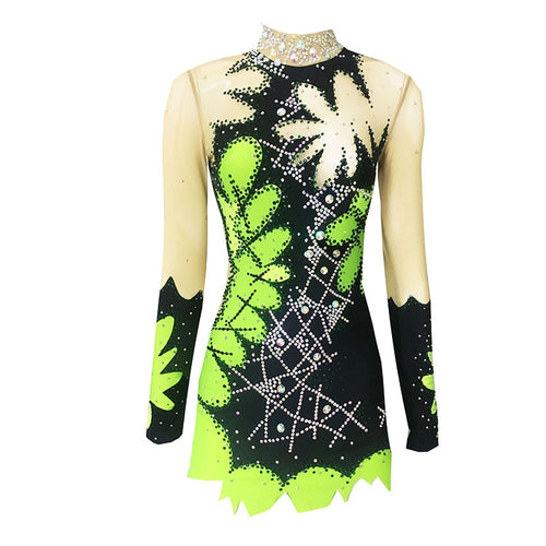 Green Gymnastics Kids Performance Leotard